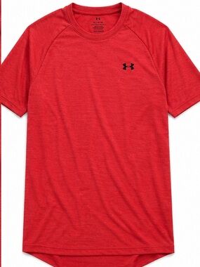 Under Armour Men’s HeatGear Short Sleeve Tee in Red with Black Logo